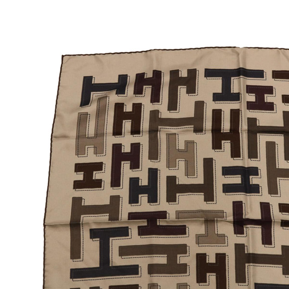 HERMES Scarf Silk 2Set Yellow Gray Auth ac1017 - Picture 12 of 16